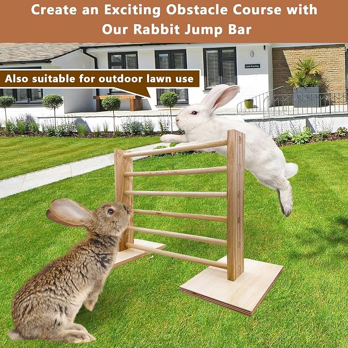 Hamiledyi Rabbit Jump Bar Rabbit Adjustable Hurdles Wooden Obstacle Exercise - Image 5
