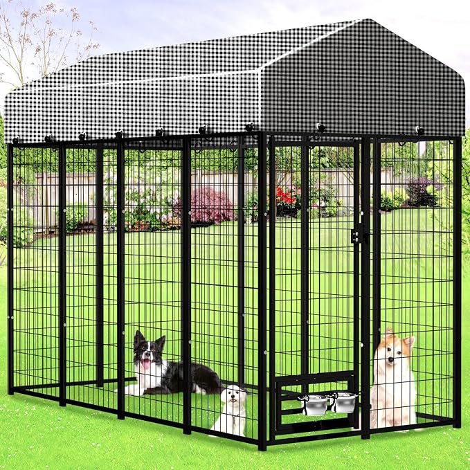 Large Dog Kennel Outside with Roof, Heavy-Duty Indoor Outdoor Dog Run Dog - Image 10