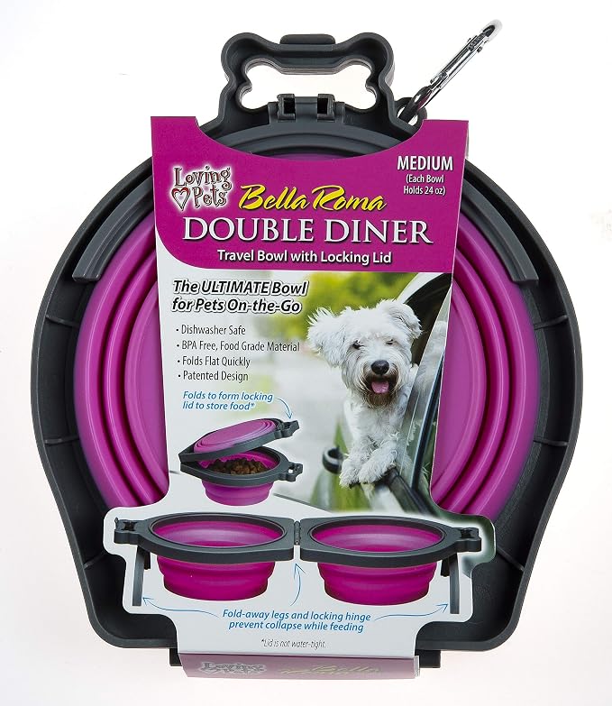 Loving Pets - Bella Roma Double Diner Portable Travel Dog Bowls Collapsible - Image 7