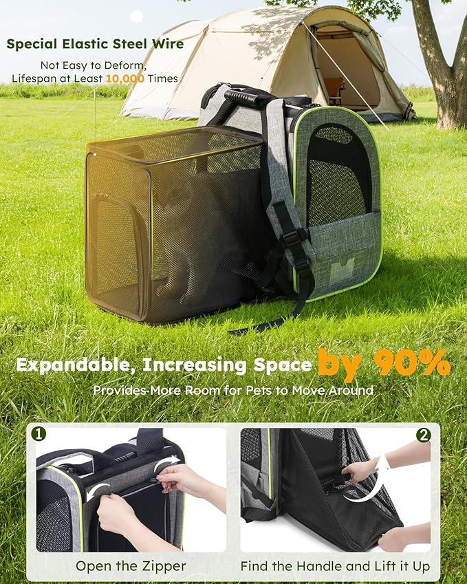 Pecute Cat Backpack Carrier Expandable, Foldable Pet Backpack - Image 3
