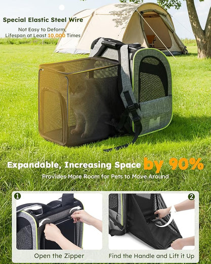 Pecute Cat Backpack Carrier Expandable, Foldable Pet Backpack - Image 3