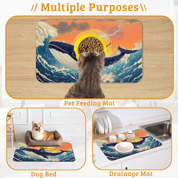 Dog Bowl Mat, Cat Shark Pet Feeding Mat - Image 7