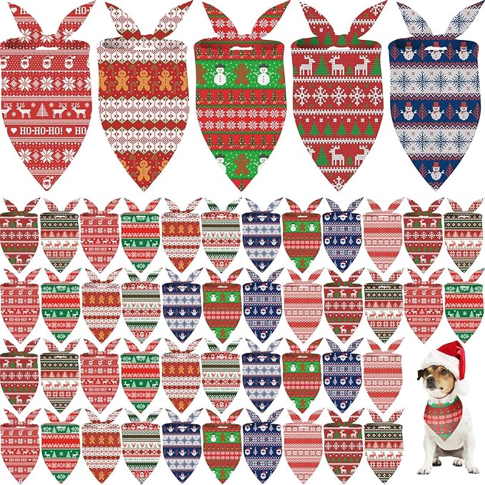 Weewooday 50 Pcs Christmas Bandanas by Weewooday