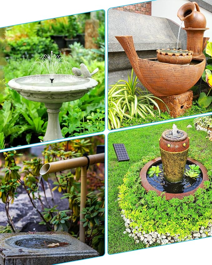 Biling Solar Fountain for Bird Bath, Solar Panel Kit Outdoor Solar Water Pump - Image 6