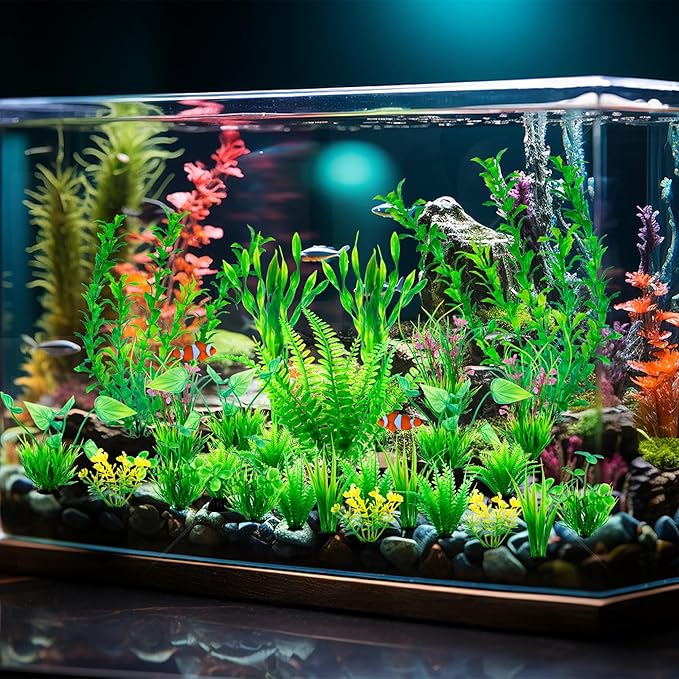 Ameliade Aquarium Artificial Green Plastic Plants Decorations 26 PCS Large Fish - Image 4