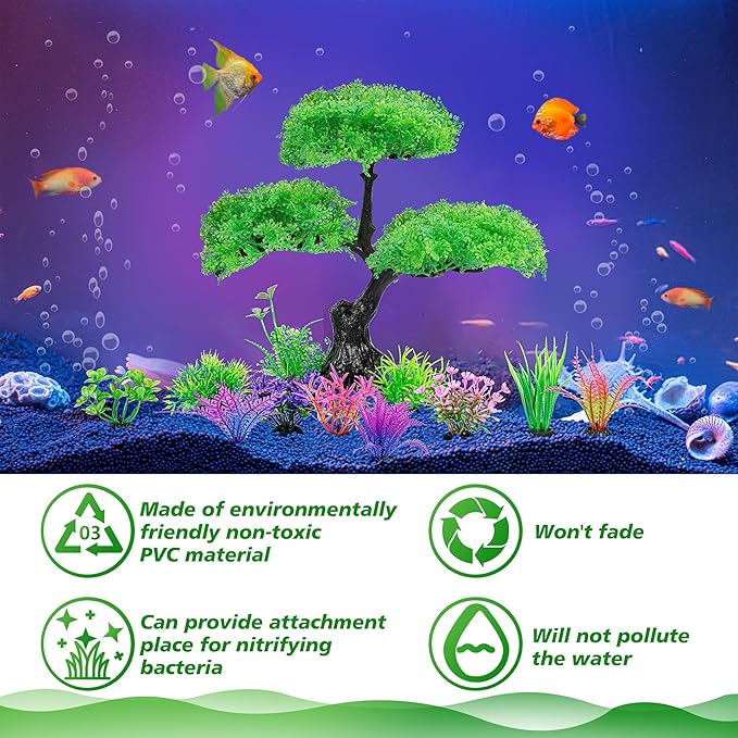 Ameliade Aquarium Artificial Plastic Plants Decoration, Aquarium Tree Decor Set - Image 3