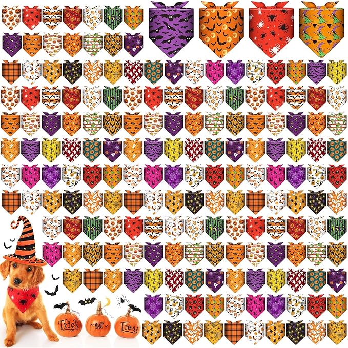 Aliceset 180 Pcs Halloween Dog Bandanas Bulk Halloween Bandana by Aliceset
