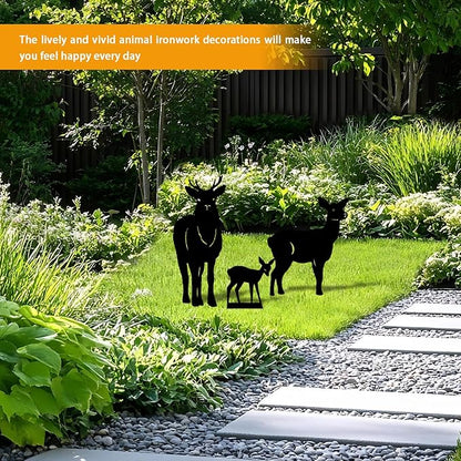 3 Pack Deer Metal Garden Decorative Stakes, Weather Proof Silhouette Statues - Image 6