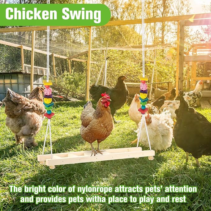 Jorewood Chicken Coop Swings, Outdoor Poultry Exercise Perch - Image 7