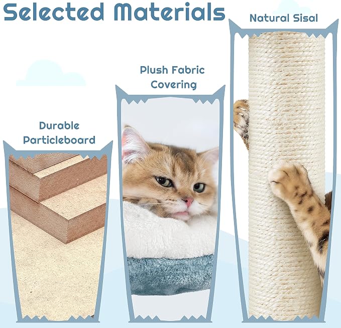 Yaheetech 61in Tall Ocean-Themed Cat Tree, Fish-Shaped Platform, Sisal - Image 6