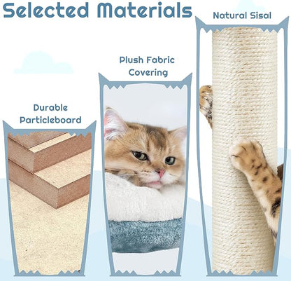Yaheetech 61in Tall Ocean-Themed Cat Tree, Fish-Shaped Platform, Sisal - Image 6