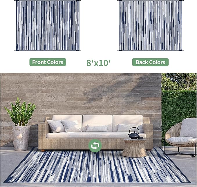 GENIMO Outdoor Rug for Patio Clearance, Reversible Plastic Straw Rugs for RV - Image 2