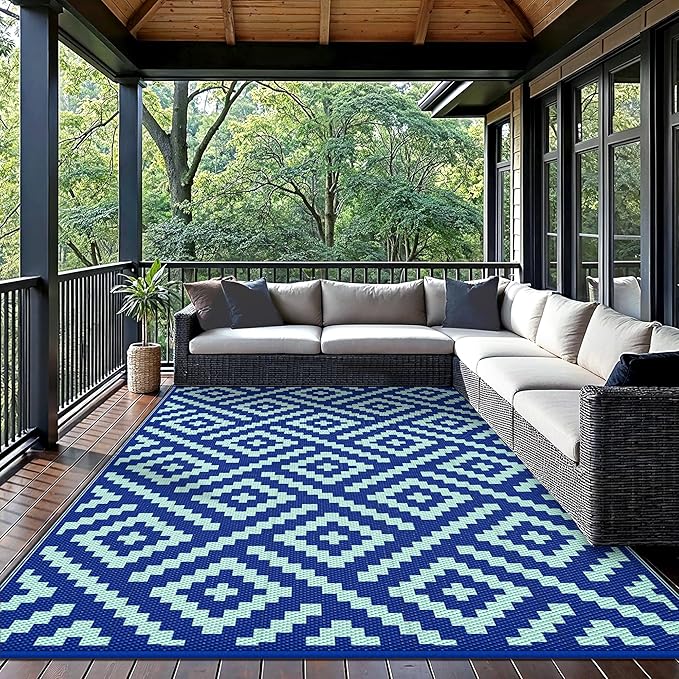 GENIMO Outdoor Rug for Patio Clearance, Reversible Plastic Straw Rugs for RV - Image 2