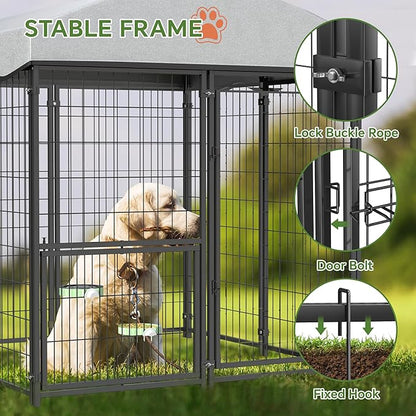 Mr IRONSTONE Outdoor Dog Kennel Heavy Duty Metal Dog Enclosure - Image 5