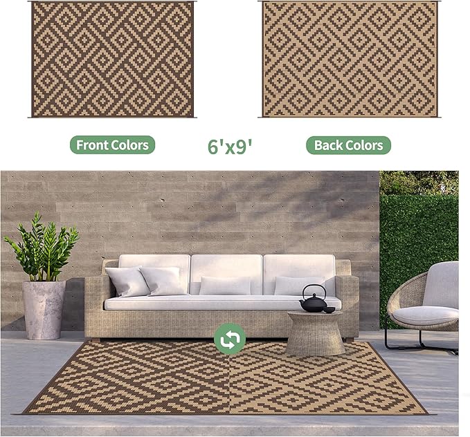 GENIMO Outdoor Rug for Patio Clearance, Lightweight Waterproof RV Camping Mat - Image 3