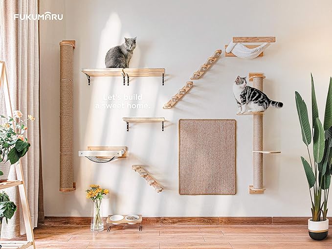 FUKUMARU Hammock Wall Mounted Cat Beds and Perches, Wooden Kitten Walls - Image 8