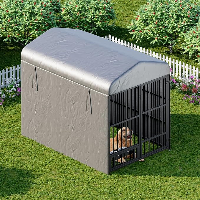 HOOBRO Outdoor Dog Kennel with Cover, 6.6 x 3.9 x 5.9 ft Dog Kennel Outside - Image 3