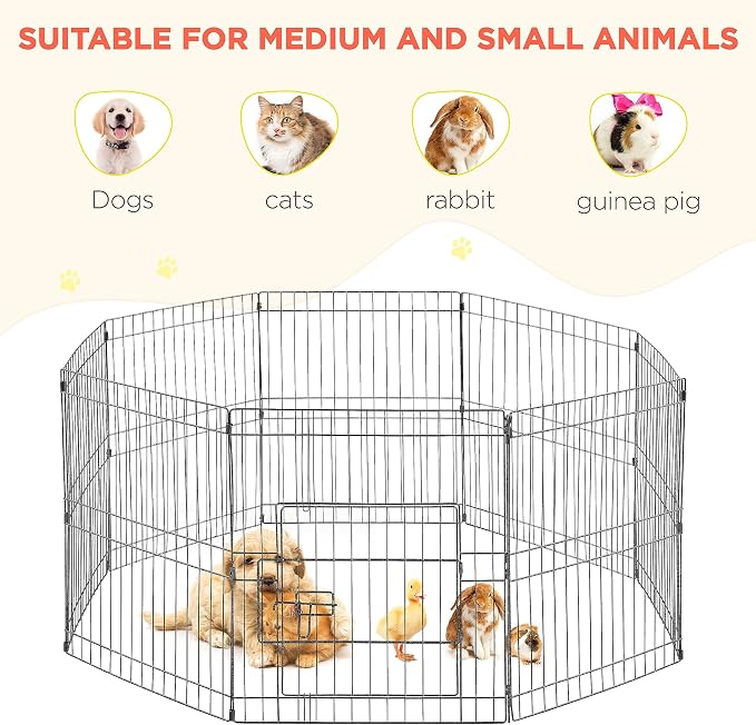 Yaheetech 24" High 8 Panel Foldable Metal Dog Exercise Pen Pet Playpen Dog - Image 5