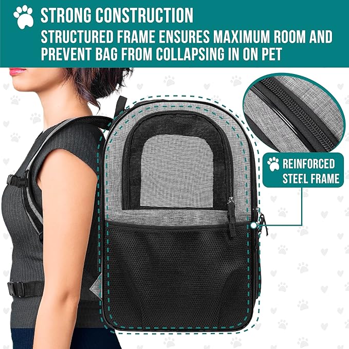 PetAmi Dog Backpack Carrier for Small Large Cat, Ventilated Pet Hiking Backpack - Image 6