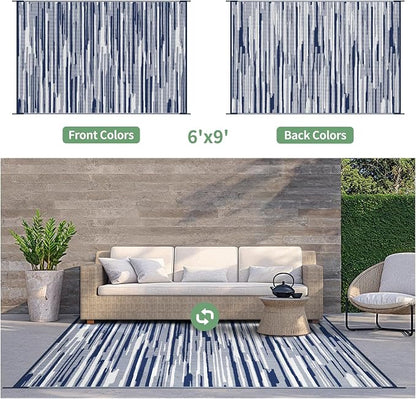 GENIMO Outdoor Rug for Patio Clearance, Reversible Plastic Straw Rugs for RV - Image 2