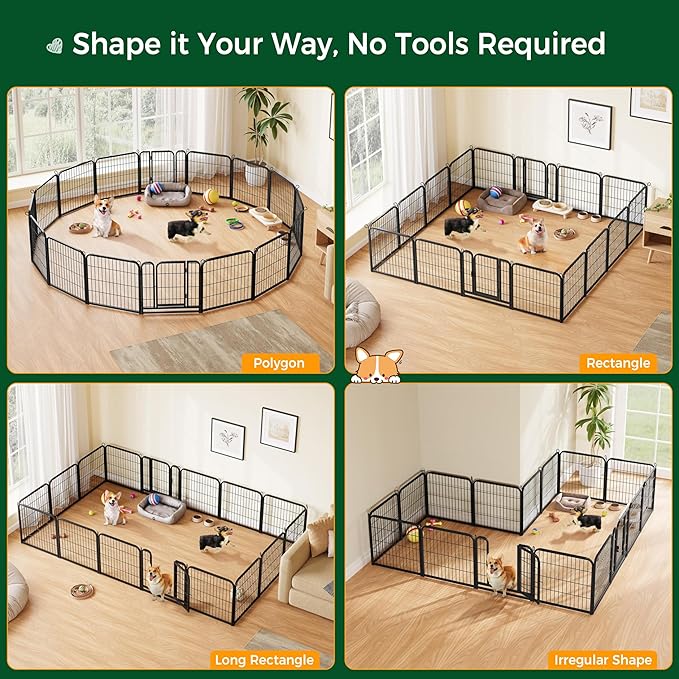 Yaheetech Dog Playpen Outdoor, 24 inch 32 Panels Dog Pen Indoor Heavy Duty - Image 4