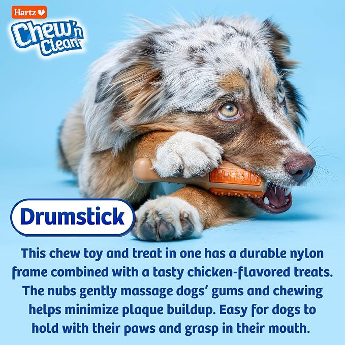 Hartz Chew ‘n Clean Chew Toy and Treat in One Chicken Flavored Drumstick Dog Toy - Image 5