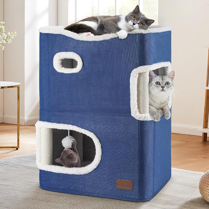 YITAHOME 2-Tier Cat House, Indoor Cat Cave Bed Playhouse, Cat Tunnels by YITAHOME