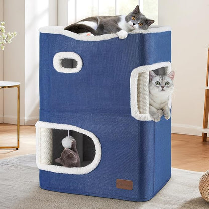 YITAHOME 2-Tier Cat House, Indoor Cat Cave Bed Playhouse, Cat Tunnels by YITAHOME