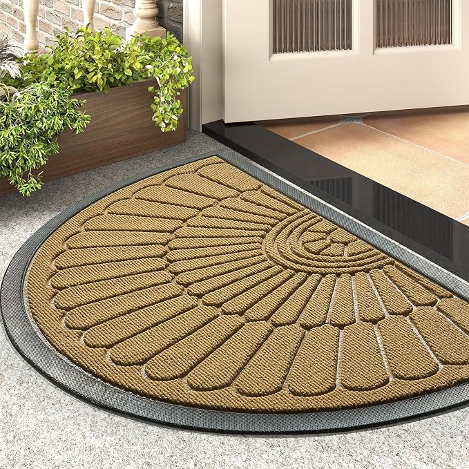 tchdio Door Mat Outdoor Indoor Entrance Doormat-Semicircular Durable Rubber Non by Tchdio