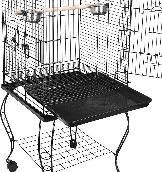 SUPER DEAL 63.5'' Rolling Bird Cage Large Wrought Iron Cage - Image 7