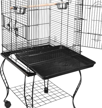 SUPER DEAL 63.5'' Rolling Bird Cage Large Wrought Iron Cage - Image 7