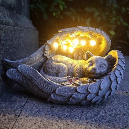 Solar Cat Garden Statues Outdoor Décor-Cat Figurines Solar LED Light Lawn - Image 2