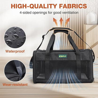 Airline Approved Cat and Small Dog Carrier 17"x11"x9.5"– Soft-Sided, Foldable - Image 2