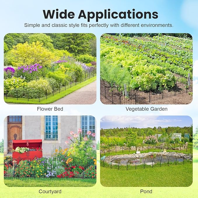 10Pcs Decorative Garden Fence, 20in/10.8ft Rustproof Metal Fences Animal - Image 6