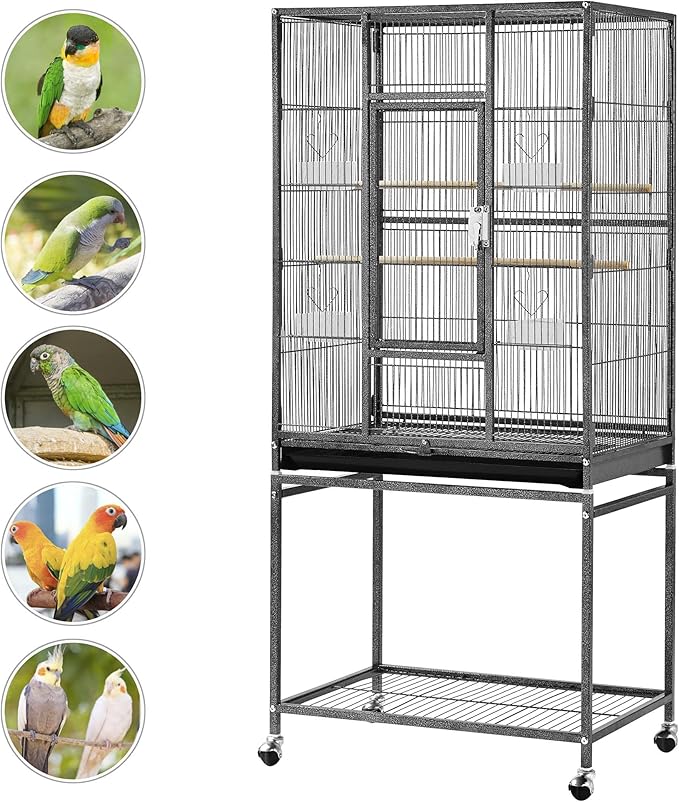 Yaheetech 54-inch Wrought Iron Standing Large Parrot Parakeet Flight Bird Cage - Image 5