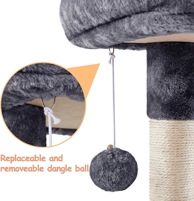 Topeakmart Cat Tree Cat Tower for Indoor Cats, 34.5in Cute Cat Tree Activity - Image 8
