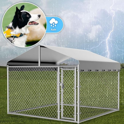 Dog Kennel Outside with Roof, Large Dog Run Enclosure, Outdoor Heavy Duty Pens - Image 7