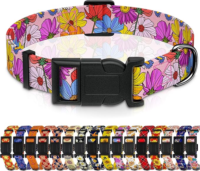 Dog Collar, Adjustable Soft Floral Pet Collar by Seyezo