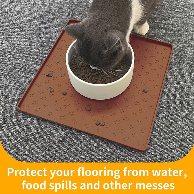 Ptlom Pet Placemat for Dog and Cat, Waterproof Silicone Pet Feeding Bowl Mats - Image 5