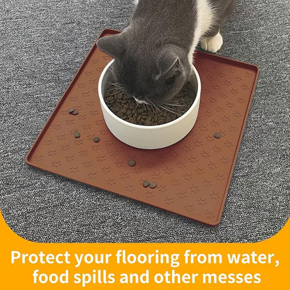 Ptlom Pet Placemat for Dog and Cat, Waterproof Silicone Pet Feeding Bowl Mats - Image 5