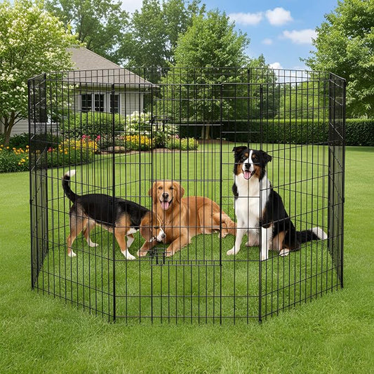 FDW 42 Inch Dog Pen 8 Panel Dog Playpen Indoor Outdoor Metal Puppy Pet Fence - Image 2