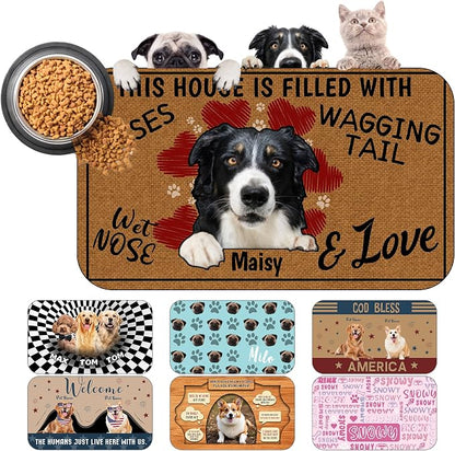 Personalized Dog Cat Mat with Name Photo Custom Placemat Feeding Mats by MYESCUSTOM
