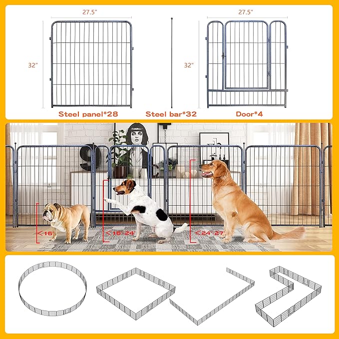 Dog Playpen, 32/40/45 Inch Height in Heavy Duty, Folding Indoor Outdoor - Image 5