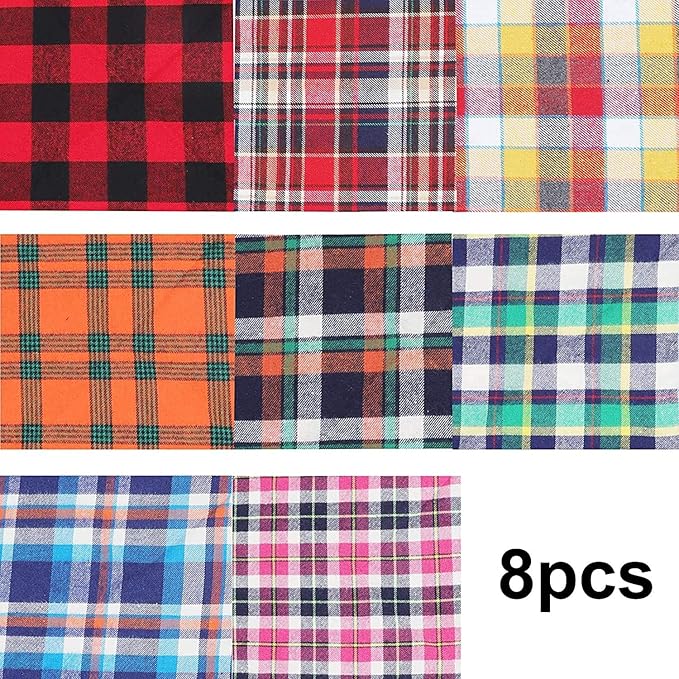 8 Pack Triangle Dog Bandanas, Reversible Plaid Painting Bibs Scarf, Washable - Image 2