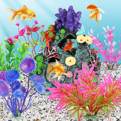 MyLifeUNIT Fish Tank Plants, 7 Pieces Colorful Aquarium Plants and Coral Reef - Image 7