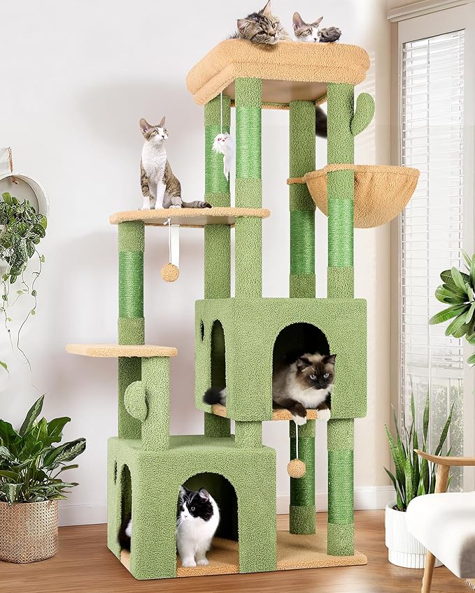 Globlazer Cactus Cat Tower for Indoor Cats, Heavy Duty Cat Trees for Large Cats by Globlazer