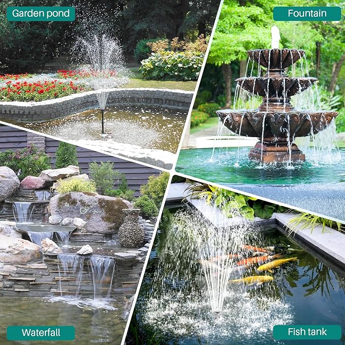 Biling 20W Solar Fountain Pump, 320 GPH Solar Pond Fountain Adjustable Flow - Image 7