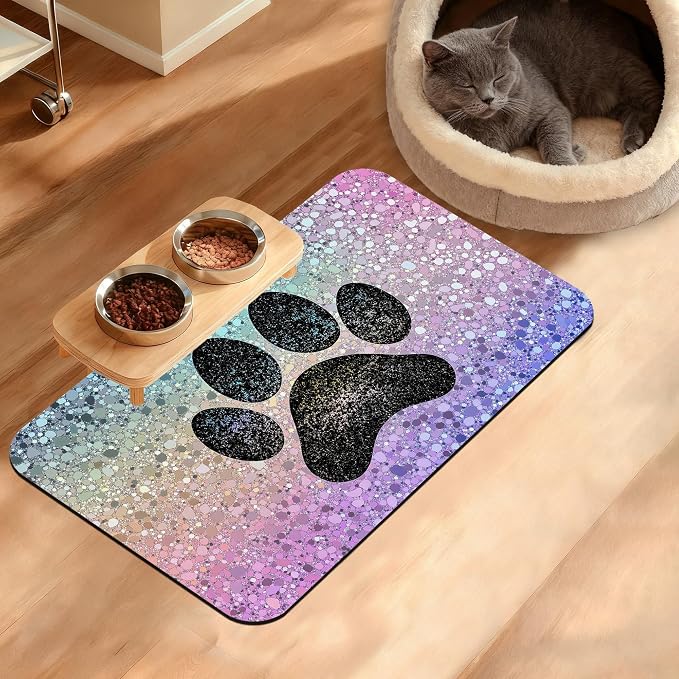 Pet Feeding Mat, Dog Paw Absorbent Dog Cat Food Mat Dog Mat by Unknown