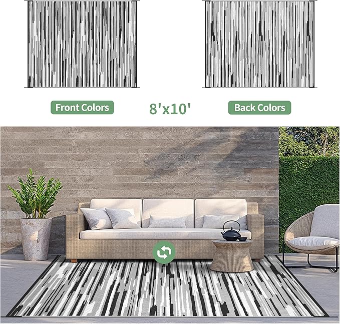 GENIMO Outdoor Rug for Patio Clearance, Reversible Plastic Straw Rugs for RV - Image 2