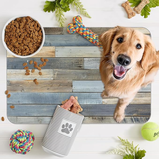 Vintage Barn Wooden Dog Cat Food Mat, Rustic Wood GrainAbsorbent Pet Feeding Mat - Image 7